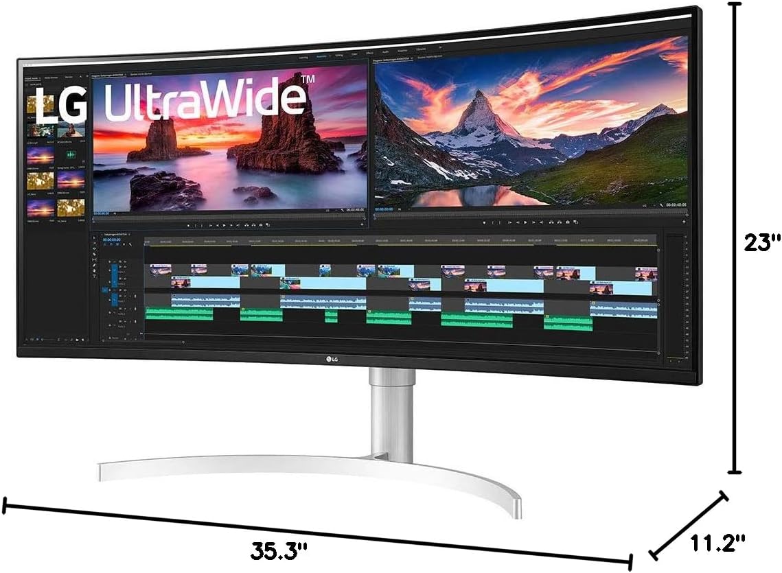LG 38” 38BN95C-W QHD+ Nano IPS Curved UltraWide™ Monitor (3840x1600) with Thunderbolt™ 3 Port, 1 ms Response Time, 144 Hz Refresh Rate, DisplayHDR™ 600, Black Stabilizer & Dynamic Action Sync