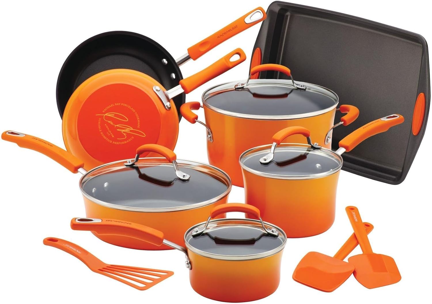 Rachael Ray Brights Nonstick Cookware Pots and Pans Set, 14 Piece, Purple Gradient