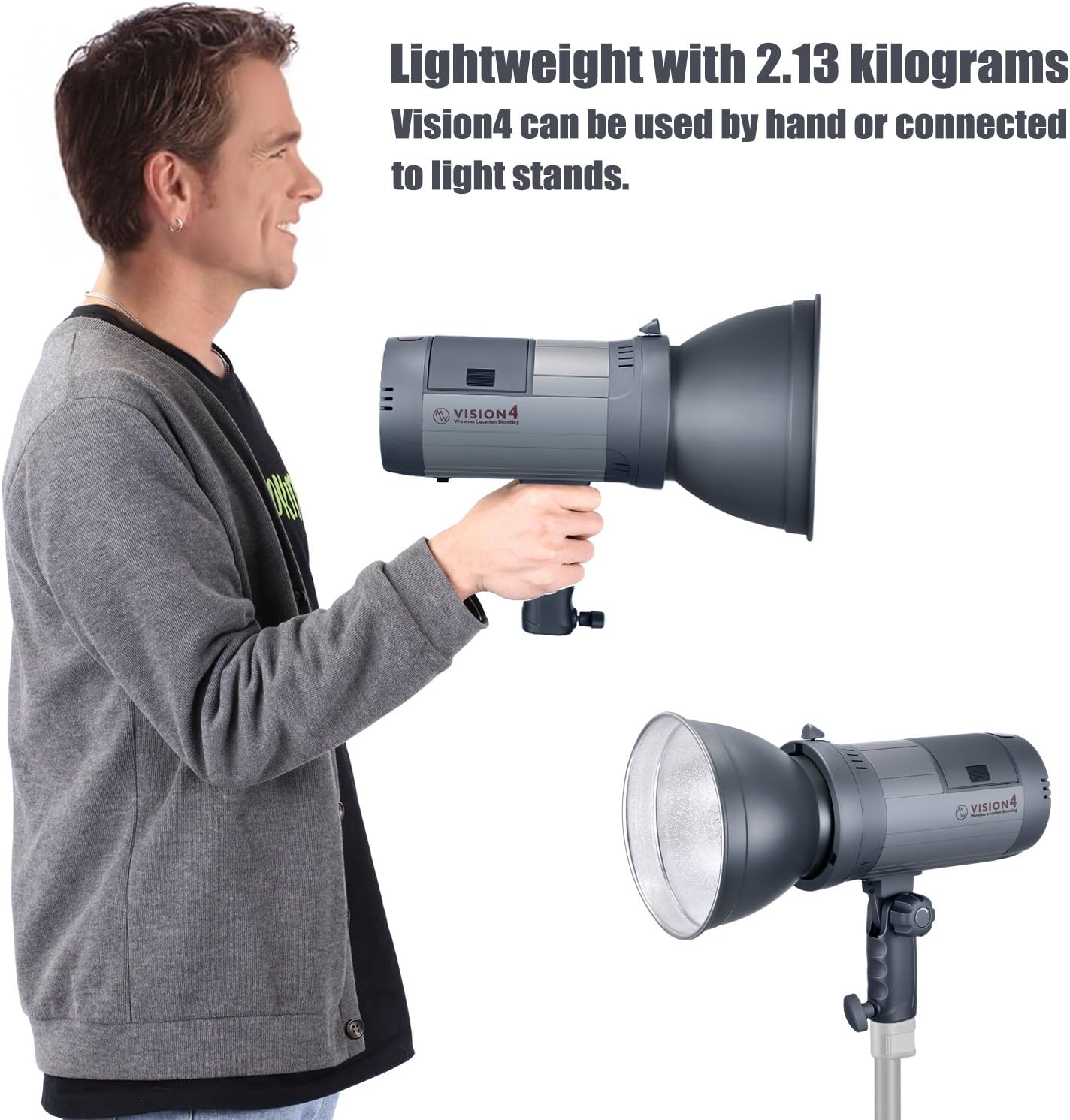 Neewer Vision 4 Powered Outdoor Studio Flash Strobe (1000 Full Power Flashes) with Softbox, Light Stand and Cleaning Kit for Video Location Photography Product ID: 5
