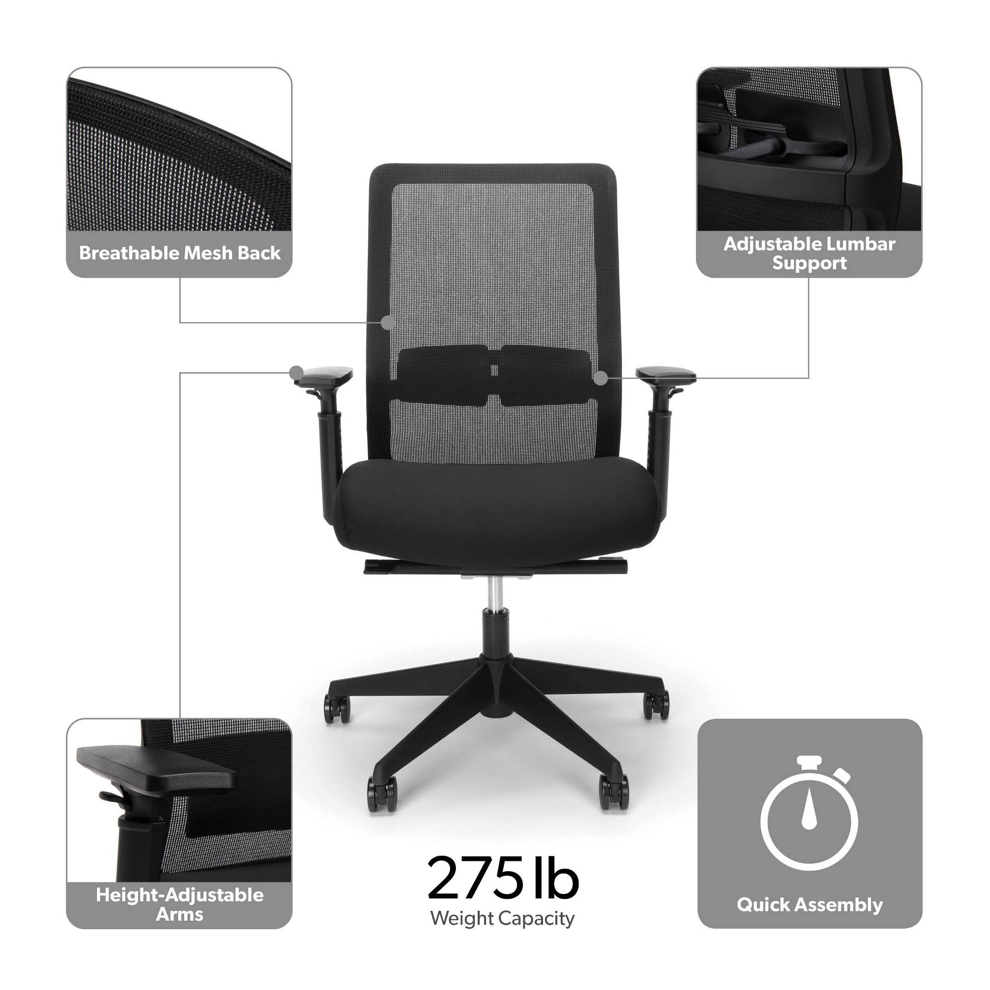 HON BSX155VA10T Basyx Biometryx Commercial-Grade Task Office Chair - Black