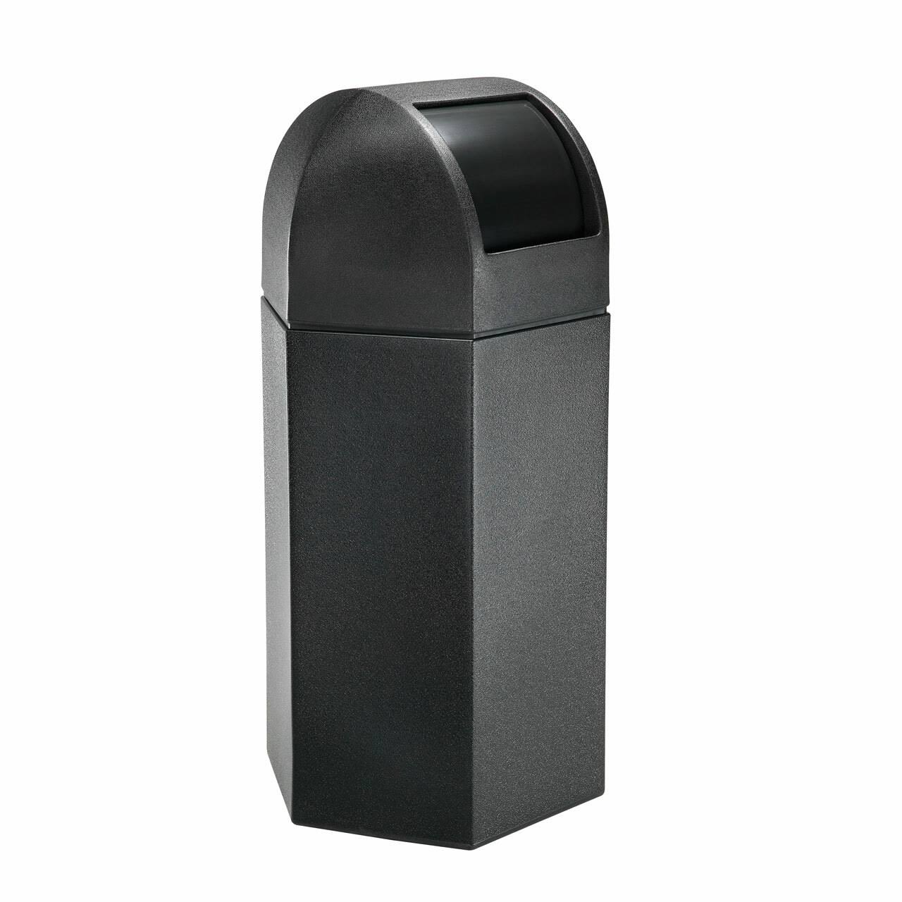 Commercial Zone 73760199 50-Gallon Hex Waste Container with Dome Lid - Black