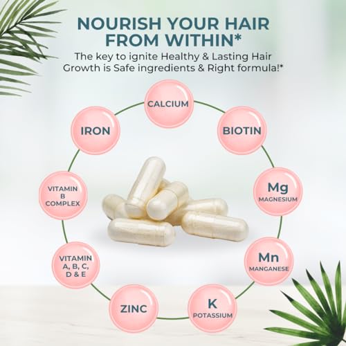 Vital Hair Complex -Hair Growth Vitamins for Women and Men -Biotin & Vitamin B -Hair Growth Supplement for Healthy Hair Skin & Nails -Hormone & Gluten Free -Hair Vitamins for women