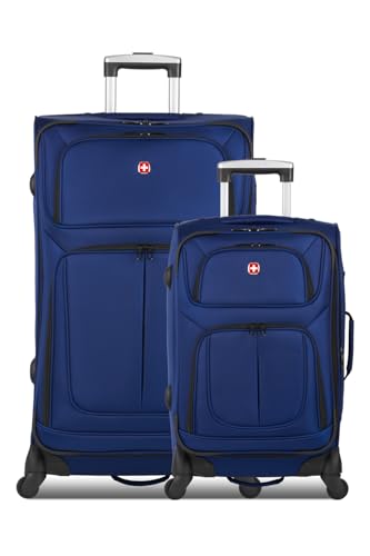 SwissGear Sion Softside Expandable Luggage, Black, Checked-Large 29-Inch