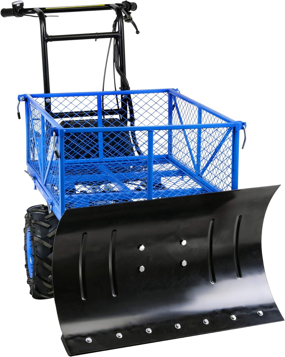 Landworks Snow Plow Wagon Utility Electric Wheelbarrow Barrel Dump Power Wagon Mountable Steel