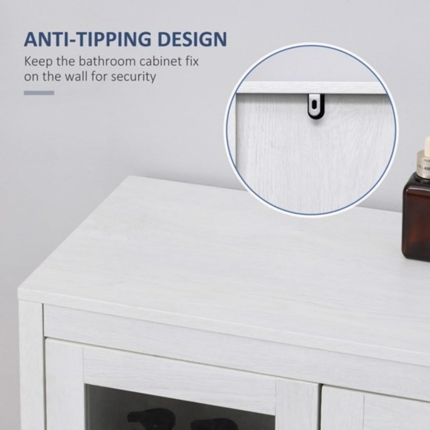 Free Standing Bathroom Cabinet with Doors - Floor Storage for Bathroom, Living Room, Home Office, White