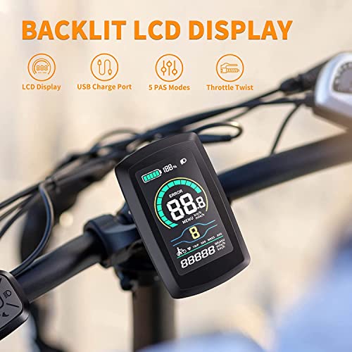 Jasion EB7 2.0 Electric Bike for Adults, 850W Motor 28MPH Max Speed Folding Ebike, 48V 10AH Removable Battery, 20" Fat Tire with Dual Suspension, 7-Speed Electric Bicycles, with 2 Rear Basket