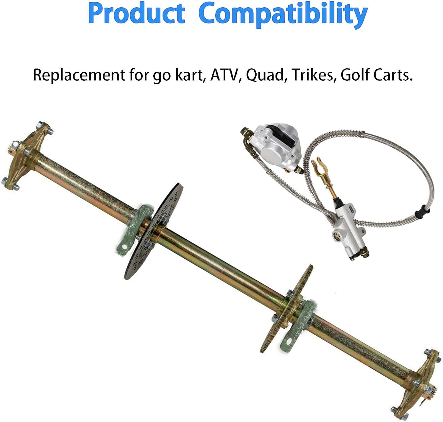 labwork 32 Rear Axle Kit + Brake Assembly +Sprocket Hub Replacement for DIY rebuild Go Kart ATV Quad Drift Trikes