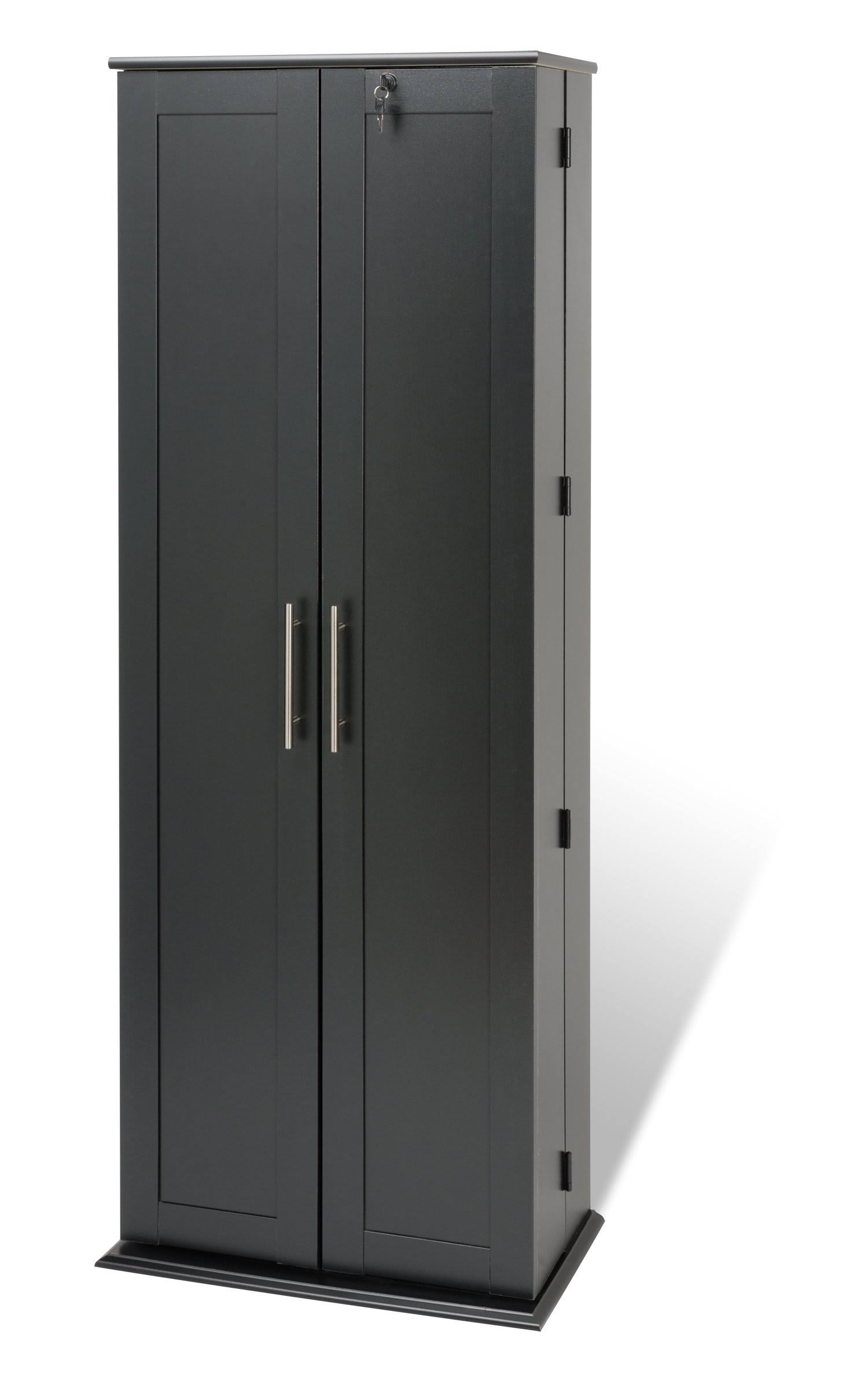 Prepac Black Grande Locking Media Storage Cabinet with Shaker Doors