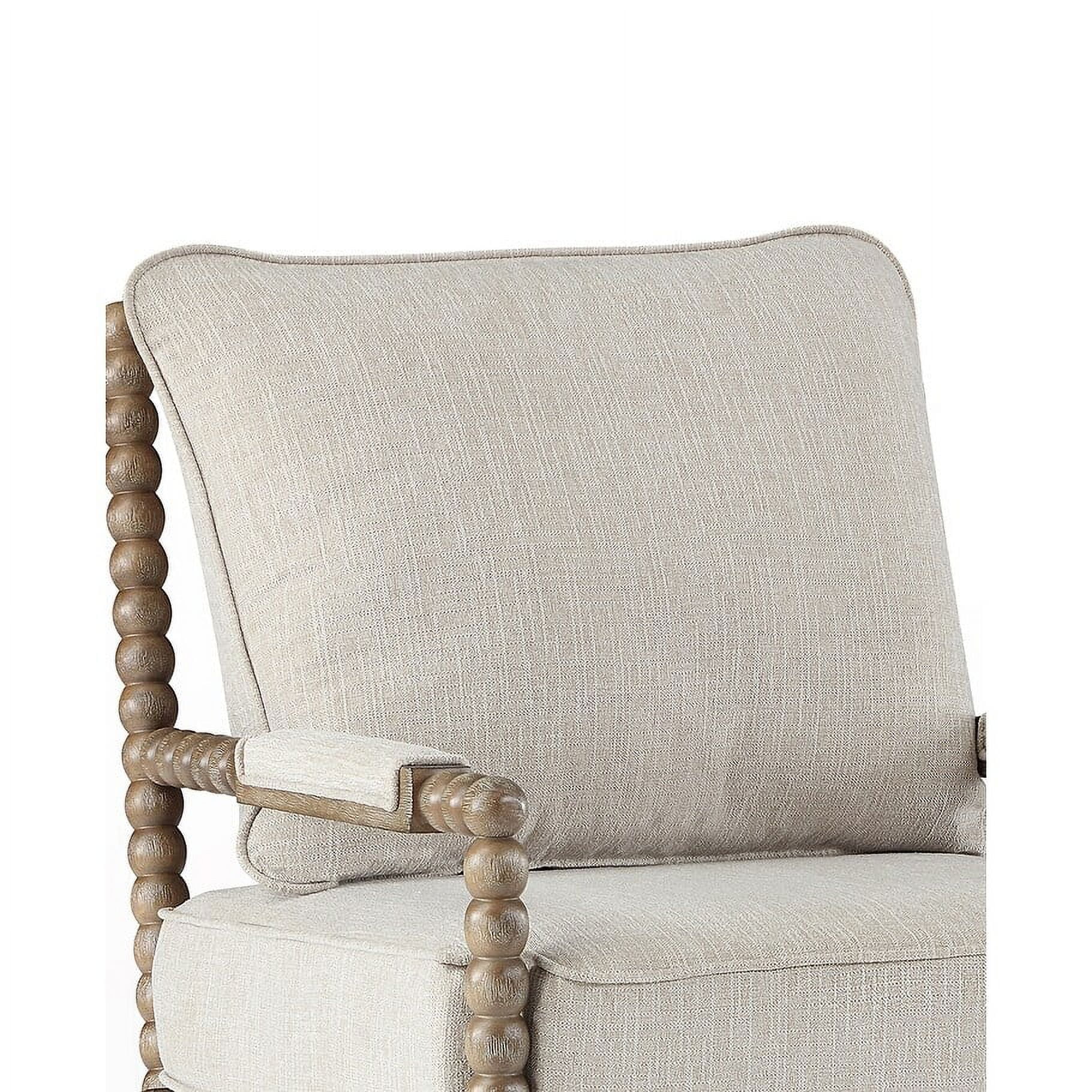 Linen Fabric,Chenille Spindle Accent Chair Set with Gourd-Shaped Wood Frame Brown+Cream