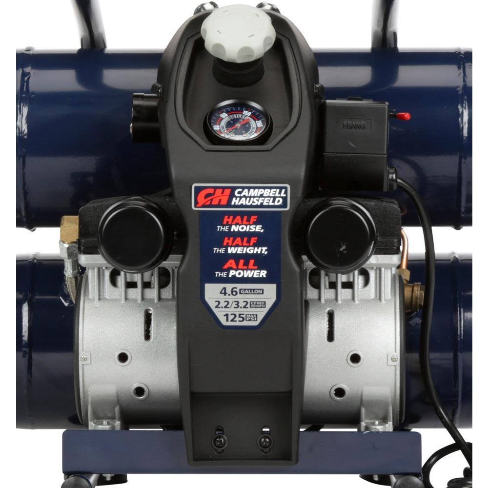 Campbell Hausfeld 1 HP 4.6 Gallon Quiet Series Twin Stack Air Compressor DC040500