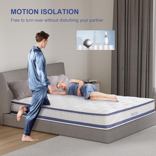 Twin Mattress, 10 Inch Twin Mattress Hybrid, Twin Size Mattress in a Box with Memory Foam & Individual Pocket Spring, Twin Mattress Medium Soft Feel Motion Isolation for Pressure Relief