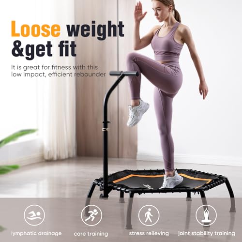 Zupapa Silent Mini Fitness Trampoline– Indoor Rebounder for Adults – Best Urban Cardio Jump Fitness Workout Trainer – Max Limit 330 lbs