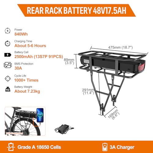 Bafang Ebike Conversion Kit:48V 500W Rear Hub Motor Fit for 700C/28/29" Wheel MTB/Road Commuter Bicycle,Brushless Geared Motor with LCD Display & PAS & Battery (Optional) for Rear Cassette Wheel