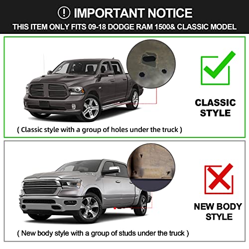6.5 Inch Running Boards Compatible with 2009-2018 Dodge Ram 1500 Quad Cab(Incl. 19-23 Classic Model) & 2010-2024 Ram 2500 3500 Quad Cab. Side Steps Rock Sliders Nerf Bars Stainless Steel