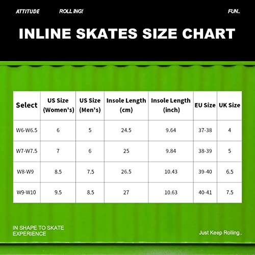 Inline Skates for Women Girls - Adult Inline Skates for Outdoor and Indoor, with Durable Outer Shell and Ankle Support, ABEC-7 Bearings, Solid and Comfortable