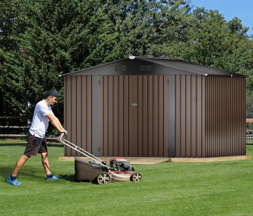 DWVO 10x8 FT Outdoor Storage Shed - Spacious Garden Tool Shed with Lockable Door - Durable Metal Yard Shed for Garden, Patio, and Backyard (Dark Gray)