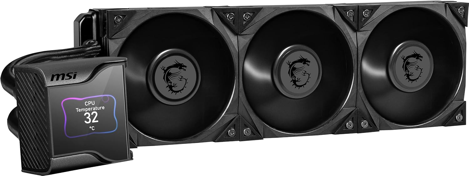 MSI MAG Core Liquid 360R V2 - AIO RGB CPU Liquid Cooler - Rotating Cap Design - 360mm Radiator - Triple 120mm RGB PWN Fans.