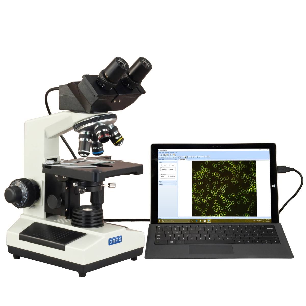 OMAX 40X-2000X Digital Darkfield Binocular Compound Microscope with Built-in 3.0MP USB Camera and Dry Darkfield Condenser