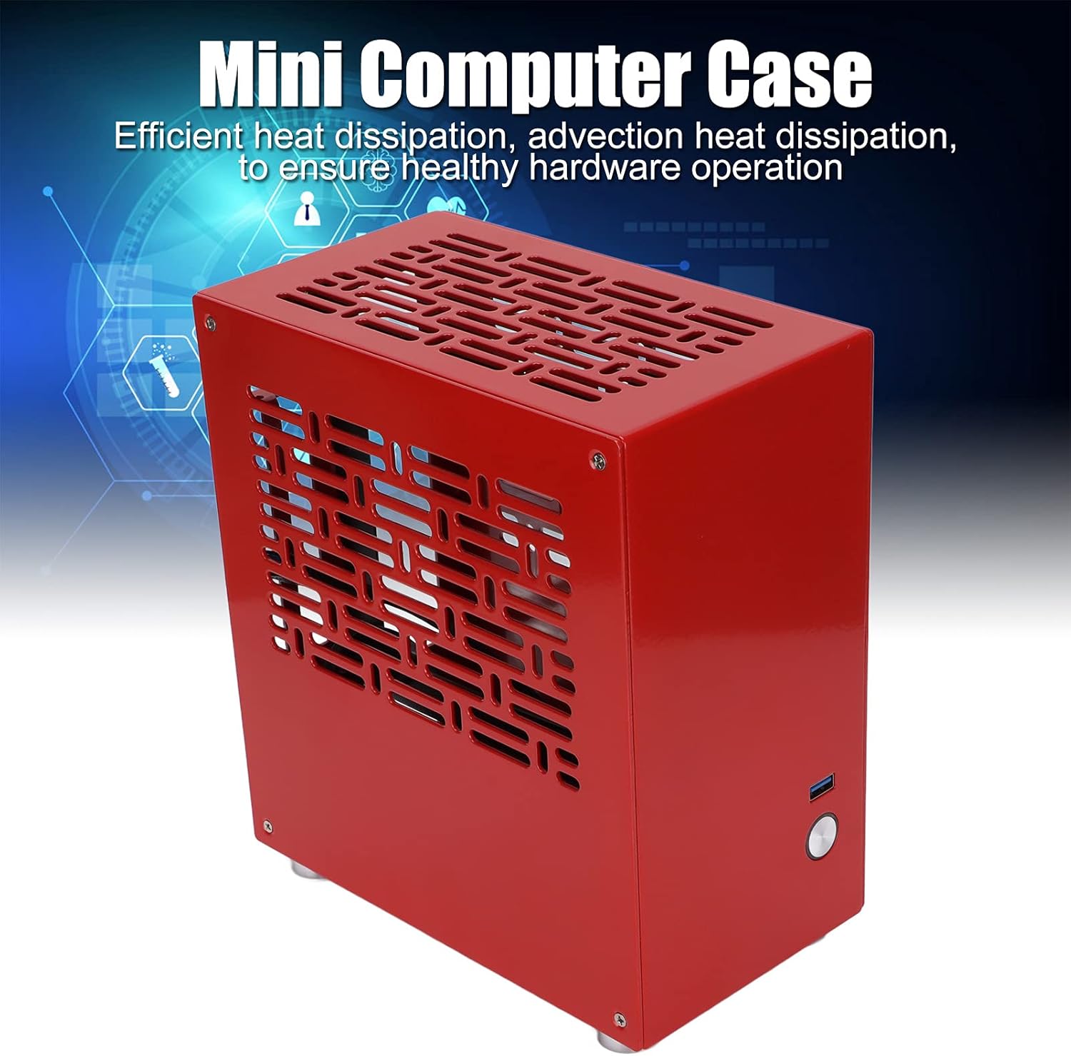Yoidesu Computer Case, HTPC ITX Computer Gaming PC Case Mini Aluminum Computer Chassis Mini Tower Gaming Case for Game Office