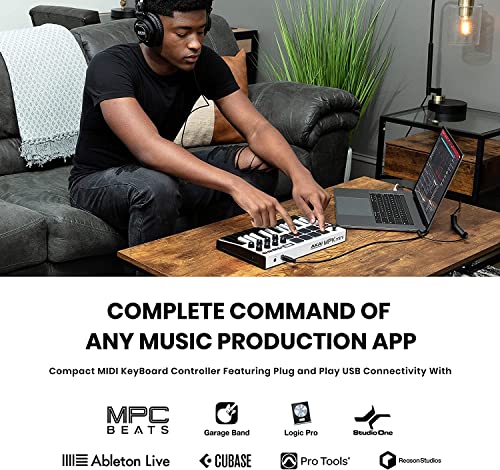 Akai MPK Mini MK3 MIDI Keyboard Controller + M-Audio SP2 Sustain Pedal, with MPC Beats and Software Suite – Beat Maker Bundle (White)