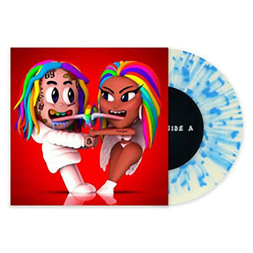 6IX9INE With Nicki Minaj - Trollz Exclusive White Blue Splatter Colored Vinyl LP
