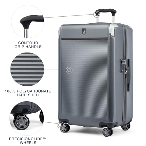 Travelpro Platinum Elite Hardside Expandable Carry on Luggage, 8 Wheel Spinner, TSA Lock, Hard Shell Polycarbonate Suitcase, Metallic Sand, Compact Carry on 20-Inch