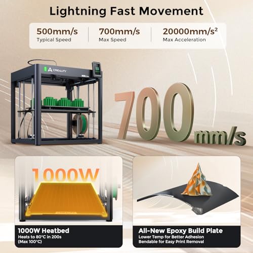 Creality Hi Combo 3D Printer, 4-Color CFS System, Auto RFID Filament Detection, 500mm/s Speed, All-Metal Frame, 260x260x300mm Build Volume, Smart Cloud Control