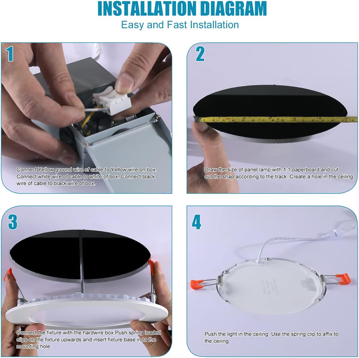 1Pack Recessed Lighting 4inch 9W 5000K LED Ceiling Light Can-Killer Downlight with Junction Box,Recessed Light Fixtures Energy Star