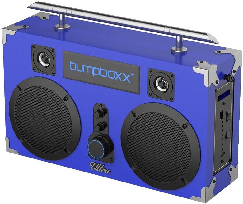Bumpboxx Bluetooth Boombox Ultra Blue | Retro Boombox with Bluetooth Speaker | Rechargeable Bluetooth Speaker