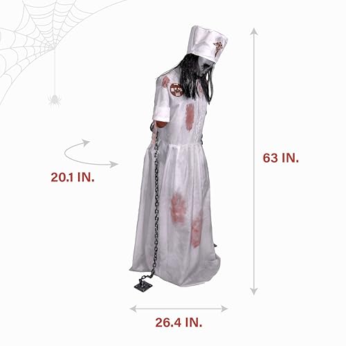 Haunted Hill Farm Life-Size 2.9-Ft Animatronic Gravely Granny by Tekky Halloween Decoration with Motion-Activated Sounds