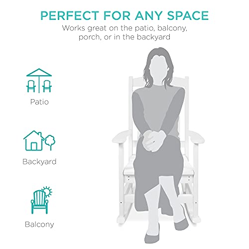 Best Choice Products All-Weather Rocking Chair, Indoor Outdoor HDPE Porch Rocker for Patio, Balcony, Backyard, Living Room w/ 300lb Weight Capacity, Contoured Seat - Gray