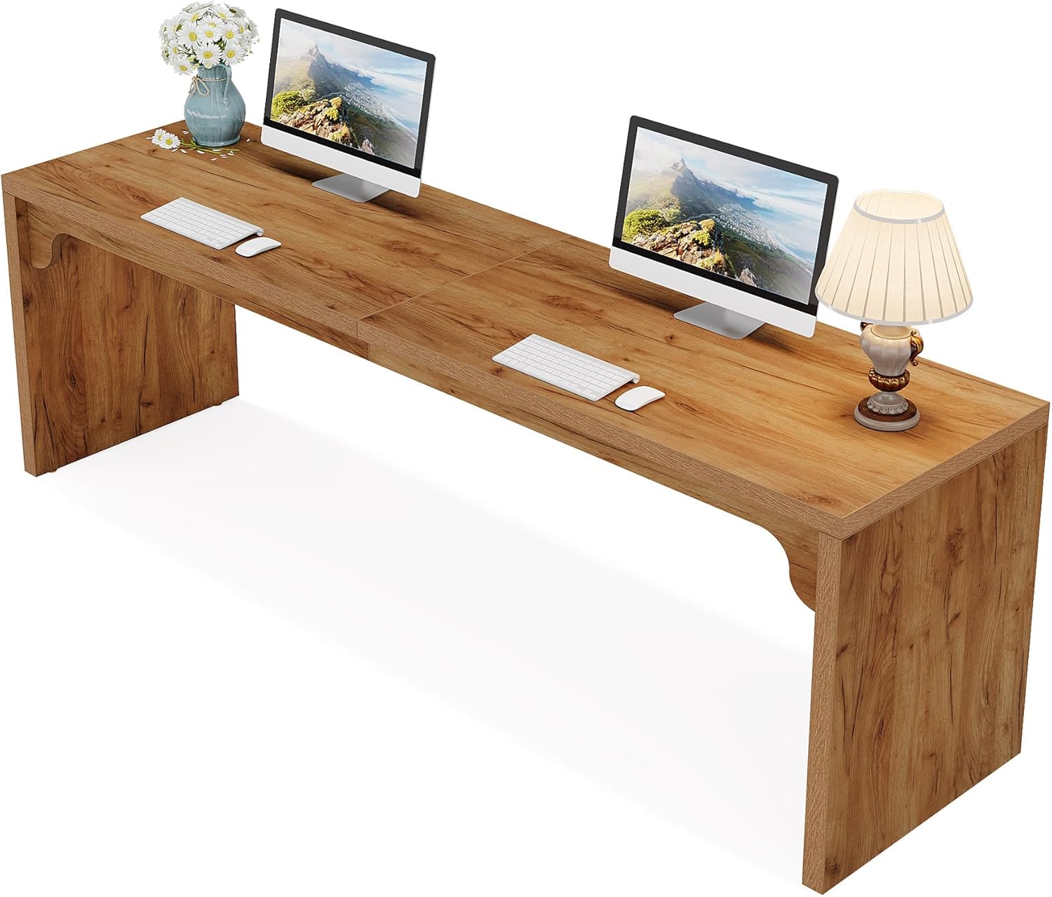 Tribesigns 78.7 Inches Long Computer Desk, Wooden Extra Long Desk Double Desk Workstation, 2 Person Desk for Home Office, Large Writing Desk for 2 People