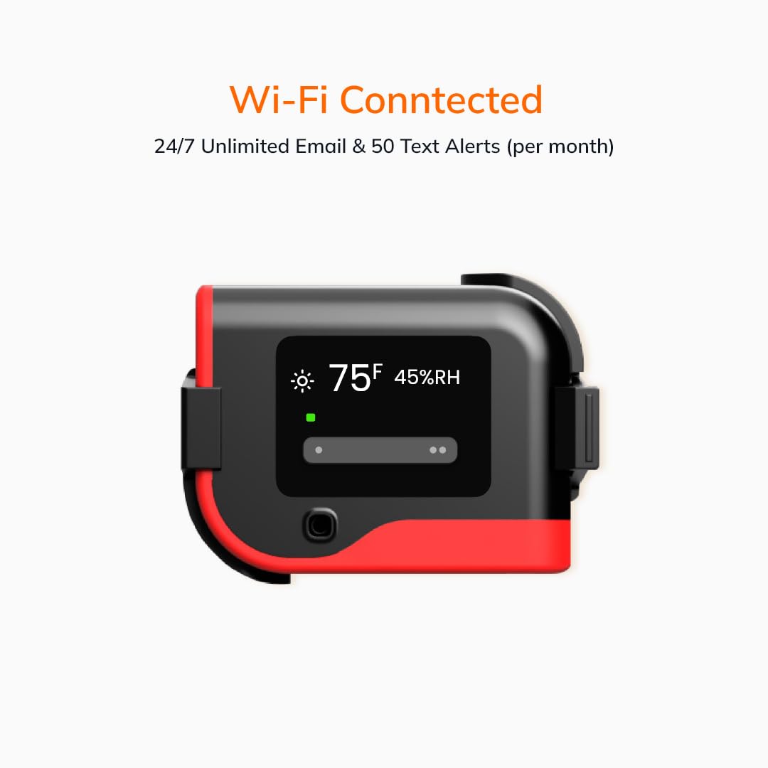 Wireless Temperature & Humidity Monitor - tempCube Sensor with WiFi Connectivity, Email Alerts 24/7, No Subscription Required. Ideal for Greenhouses, Wine Cellars, Server Rooms, RVs, Freezers, Labs.