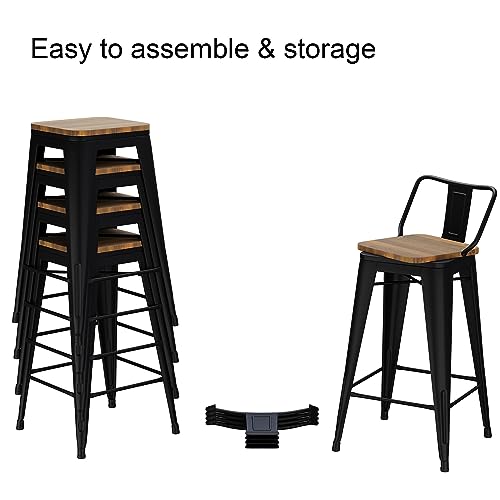 Andeworld 30 Inch Swivel Bar Stools Set of 4 Counter Height Stools Industrial Metal Barstools (30 inch, Distressed White)
