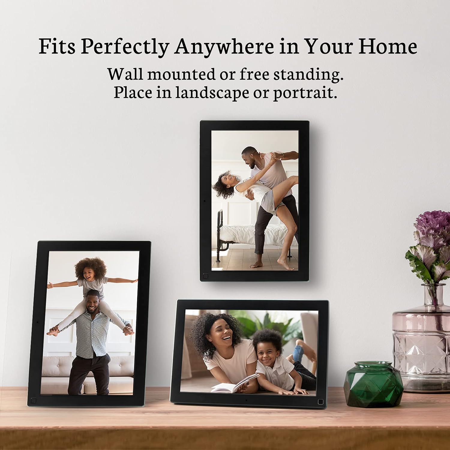 BSIMB Digital Picture Frame IPS Display, Wall-Mountable Electric Photo Frame with Remote Control, Place in Landscape&Portrait, Gift for Mother's Day