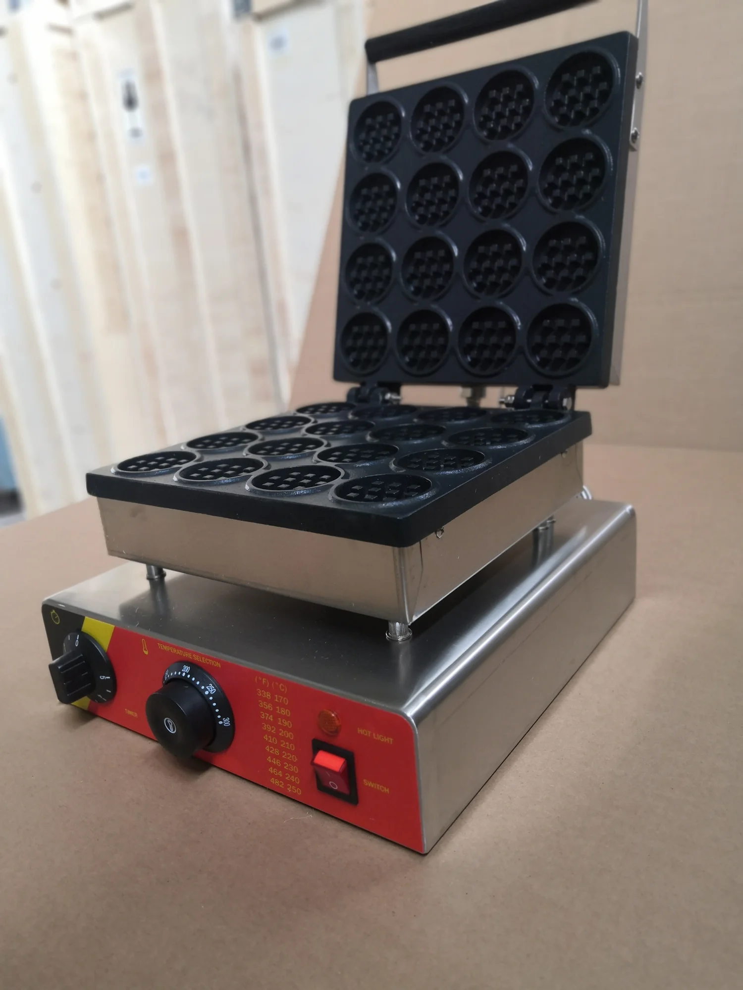 INTBUYING 16 Hole Waffle Machine Commercial Electric Mini Round Cake Waffle Maker Nonstick Baker Making Machine 110V