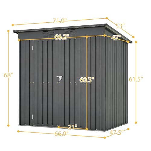 6x4 Ft Outdoor Storage Shed, Heavy-Duty All-Weather Tool Shed with Lockable Doors, Durable Resin Construction for, Patio & Backyard Organization Black