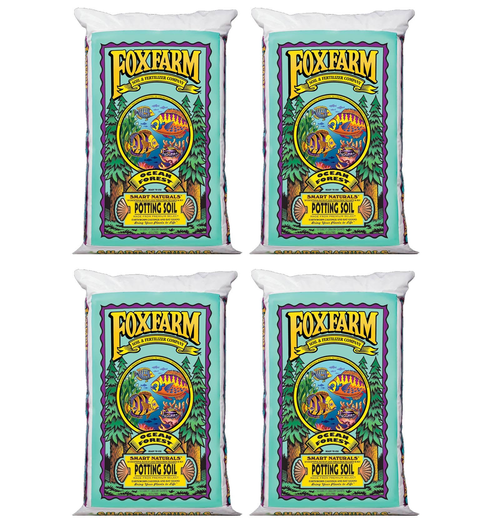 (4) FoxFarm Fx14000 Ocean Forest Garden Potting Soil Bags 6.3-6.8 Ph | 6 Cu ft