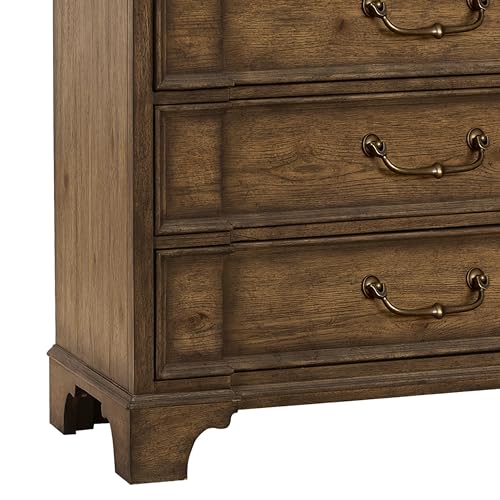 Traditional Wooden 6 Pcs Bedroom Furiture Set Including Queen Panel Bed, Dresser, Mirror, Bachelor'S Chest & 2xNightstand in Dark Wood