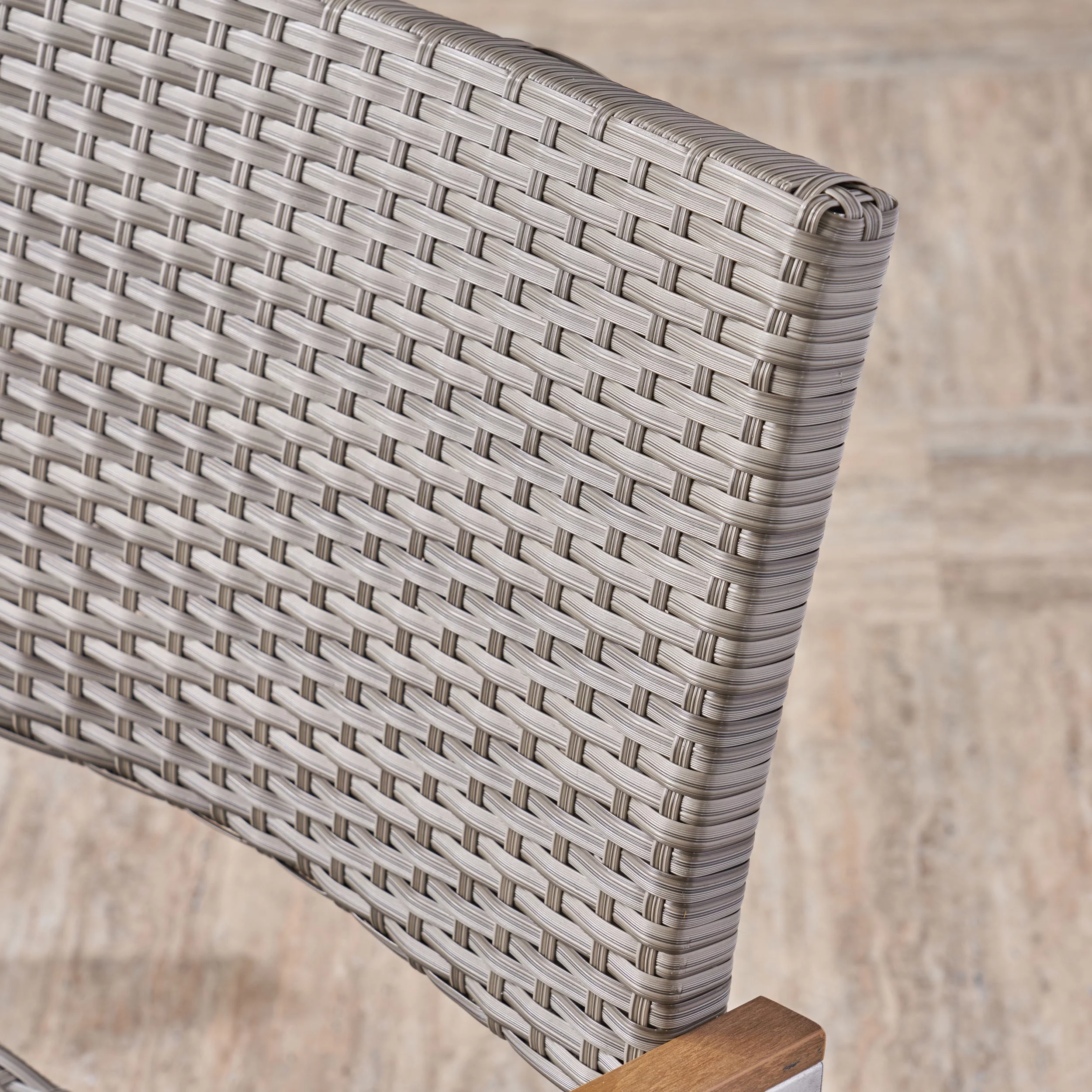 Crew Outdoor Wicker Dining Chairs with Aluminum Frame, Set of 2, Silver, Gray