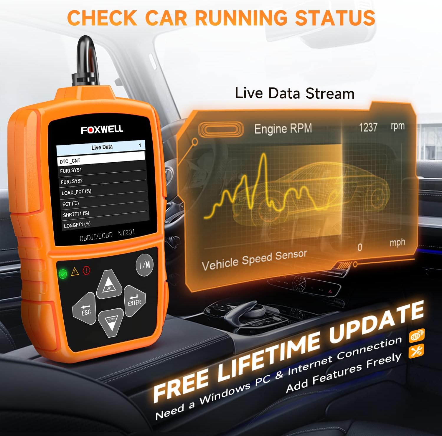 FOXWELL Code Reader NT614 Elite OBD2 Scanner Diagnostic Tool and FOXWELL NT201 OBD2 Scanner Car
