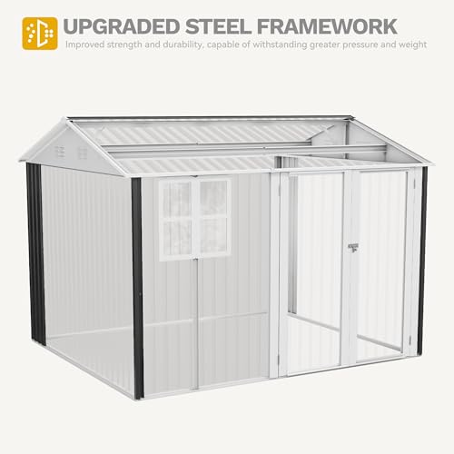 DWVO 10x8 FT Outdoor Storage Shed - Spacious Garden Tool Shed with Lockable Door - Durable Metal Yard Shed for Garden, Patio, and Backyard (Dark Gray)