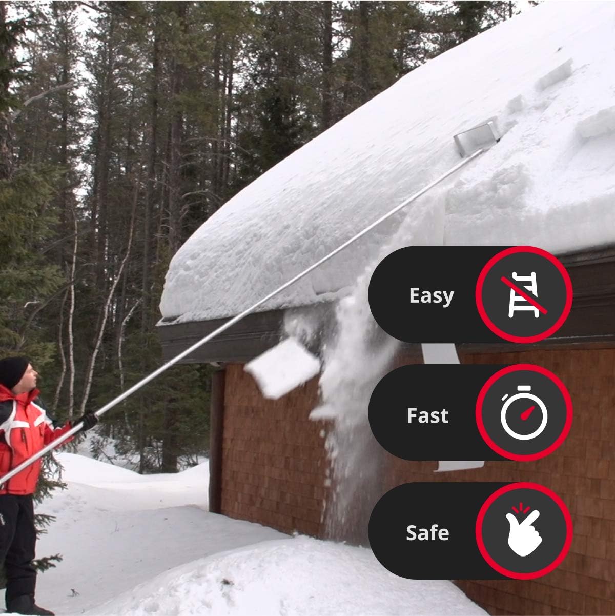 SNOWPEELER Roof Snow Removal Tool - 20 ft. Reach Aluminium Roof Shovel - Heavy Duty - Easily Remove Hard to Reach Snow - Ideal for Single Storey & Cabins