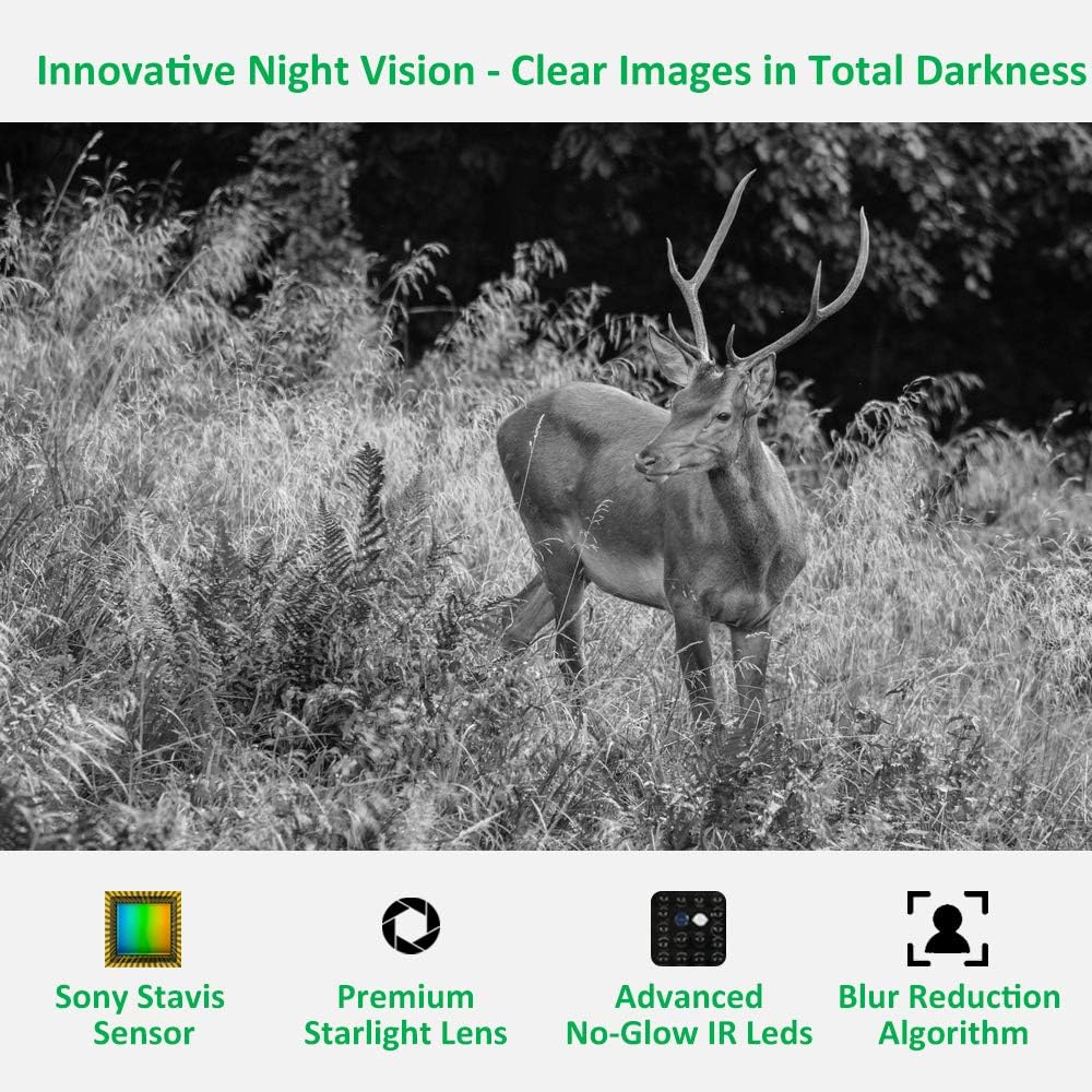 GardePro A3 Trail Camera 24MP 1080P, H.264 HD Video, Clear 100ft No Glow Infrared Night Vision, 0.1s Trigger Speed, 82ft Motion Detection, Waterproof Cam for Wildlife Deer Game Trail Pack of 2