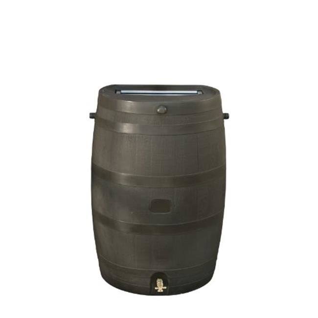 Flatback Rain Barrel 50USG - Brown with Brass Spigot MA493742