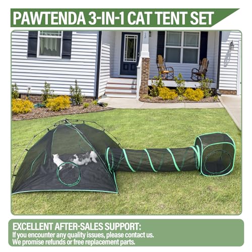 6-in-1 Outdoor Cat Play Tents and Tunnels - Portable Cat Enclosures and Playpen With 3 Tents and 3 Tunnels