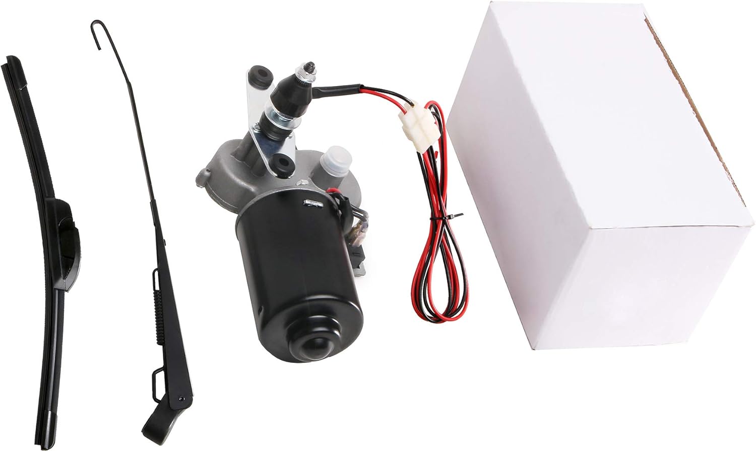 YiCross Electric UTV Windshield Wiper Motor 12V Hard Coated Polycarbonate Universal Windshield Wiper Kit w/Multi Wiper, 90 Degree Wipe Sweep