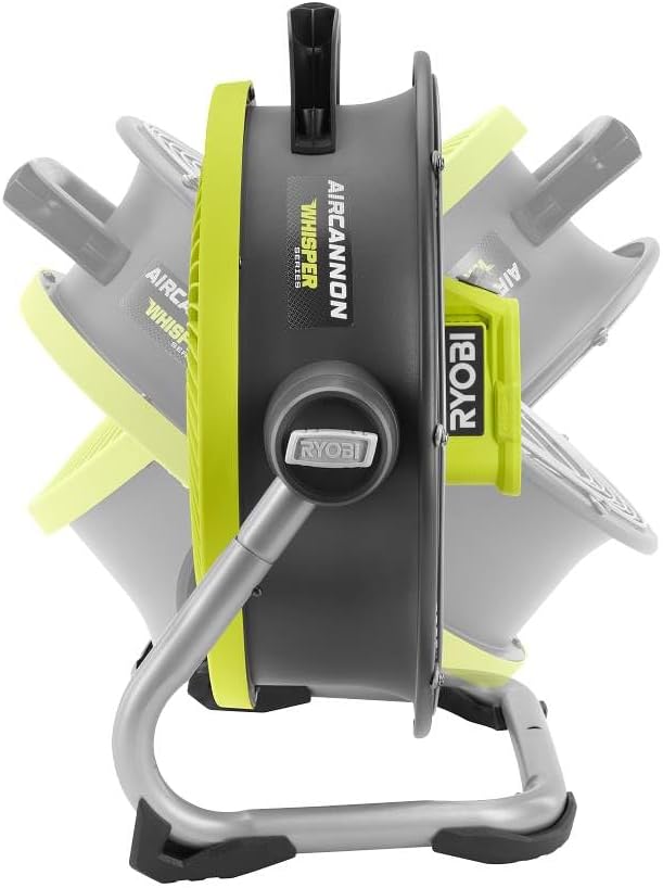 RYOBI ONE+ 18V Cordless Hybrid WHISPER SERIES 14 in. Air Cannon Fan (Tool Only), PCL813B, GREEN
