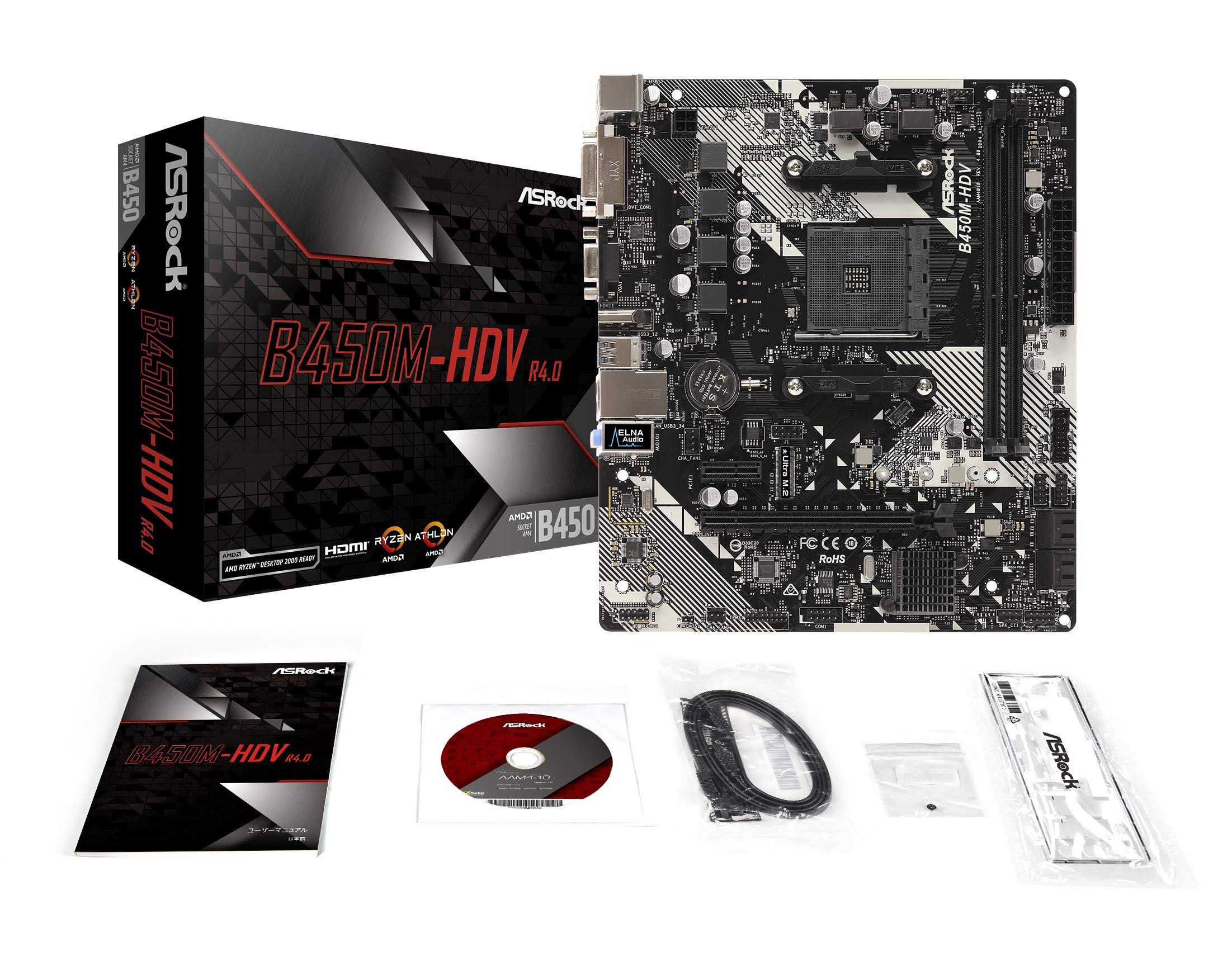 ASRock B450M-HDV R4.0 with AMD B450 microATX Motherboard - Socket AM4