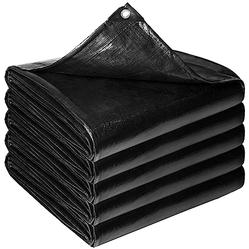 Reinforced PE Pond Liner 25 x 25 FT, 28 Mil Sun Resistant Preformed Pond Liner, Hemmed Edge with Buttonholes Liner for Outdoor Large Ponds, Fish/KOI/Duck Pond, Garden Waterfall, Waterscape, Black